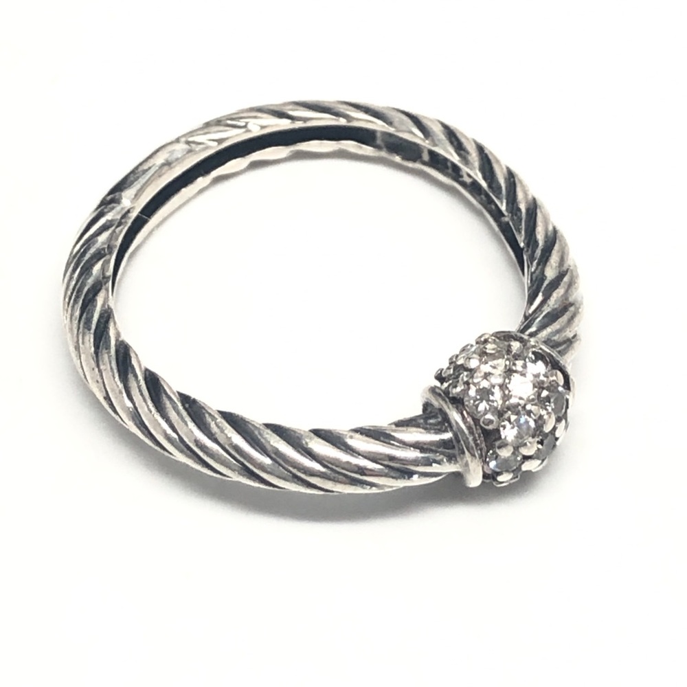 David Yurman Pave Diamond Ball Cable Ring .925